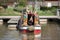 Beautiful canal narrow boat seen from the stern