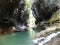 Beautiful canyon and clear blue river. Martvil Canyon, Georgia