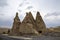 Beautiful Cappadocia landscape. Unique geological formations with stone rock houses and caves