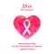 Beautiful card with white ribbon and pink heart for International Day for the Elimination of violence against women.