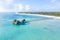 Beautiful caribbean beach in Dominican Republic. Aerial abstract view of tropical idyllic summer landscape with clear transparent