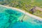 Beautiful caribbean beach in Dominican Republic. Aerial abstract view of tropical idyllic summer landscape with clear transparent