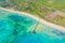 Beautiful caribbean beach in Dominican Republic. Aerial abstract view of tropical idyllic summer landscape with clear transparent