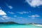 Beautiful Caribbean tropical Seascape of approach to Coyos island resort in Honduras