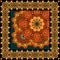 Beautiful carpet or tablecloth with flower mandala and ornamental frame in indian style.