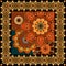 Beautiful carpet or tablecloth with flower mandala and ornamental frame in indian style.