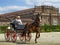 A beautiful carriage crosses the gardens.