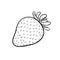 Beautiful cartoon black and white outline strawberry, symbol of summer. design for holiday greeting card and invitation of