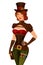 Beautiful cartoon girl in steampunk costume