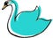 Beautiful cartoon illustration of cute blue swan with yellow retro coloured beak in clear and white background