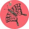 Beautiful cartoon illustration of cute pink butterfly in pink circle as background.cdr