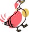 Beautiful cartoon illustration of cute pink duck with separated colour in white and clear background.cdr