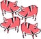 Beautiful cartoon illustration of cute pink pigs colony in white and clear background.cdr