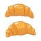 Beautiful, cartoon illustration of two croissants. White background