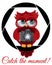 A beautiful cartoon red owl with a camera sits on the camera\\\'s diaphragm. Concept photography, vocations, photo business