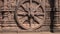 Beautiful carvings on stone wheel in ancient Surya Hindu Temple Konark, India