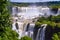 Beautiful cascade of waterfalls. Iguassu falls in Brazil