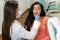 Beautiful Caucasian girl during dental procedure