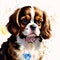 A beautiful Cavalier King Charles Spaniel dog. Watercolor painting. Graceful Elegance. Generative AI