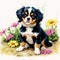 A beautiful Cavalier King Charles Spaniel dog. Watercolor painting. Graceful Elegance. Generative AI