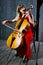 Beautiful cello musician