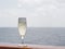 Beautiful champagne glass on the open deck