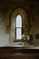 Beautiful chapel window with flowers