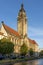 The beautiful Charlottenburg town hall building in Berlin, Germany, lit by late afternoon light, just before sunset