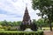 A beautiful chedi is located in the middle of the water at Huay Kaew Temple in Lop Buri Province