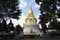 Beautiful chedi pagoda stupa of Wat Phra That Doi Saket or Phrathat Doi Saket temple for thai people and foreign travelers travel