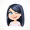 Beautiful cheerily wink cartoon brunette girl with black hair portrait