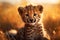 Beautiful cheetah cub at sunset