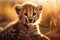 Beautiful cheetah cub at sunset