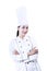Beautiful chef on white background