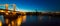 Beautiful Chelsea Bridge and railway bridge by night London England