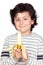 Beautiful child eating a banana