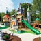 Beautiful children playground castle with colorful slides. Created with generative Ai