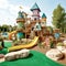 Beautiful children playground castle with colorful slides. Created with generative Ai