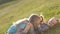 Beautiful children playing on green grassy field