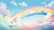 Beautiful children\\\'s mosaic-like drawing of clouds, rainbows and unicorns. Generative AI