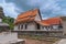 Beautiful Chinaware bowls decorated on the wall of church at wat Ban Lang