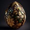 Beautiful chocolate and gold colored egg with flowers and gem stones