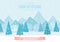 Beautiful Chrismas winter flat landscape background. Christmas forest woods with mountains. New Year vector greeting