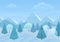 Beautiful Chrismas winter flat landscape background. Christmas forest woods with mountains. New Year winter vector