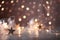 A beautiful christmas background with stars and snowflakes and soft bokeh lights on a light background created with generative AI