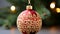 Beautiful Christmas bauble on blurred background with bokeh effect
