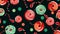 Beautiful Christmas candy seamless pattern, and illustration. Bright colorful holiday sweets simple painting. AI-generated vector