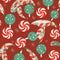 Beautiful Christmas candy seamless pattern, and illustration. Bright colorful holiday sweets simple painting. AI-generated vector