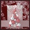 Beautiful Christmas card 3d. Creative spruce made of balls and volumetric snowflakes on a red background