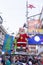 Beautiful Christmas and New year`s decoration with a Big Santa and Christmas trees in Kolkata, West Bengal New Market area in Dece